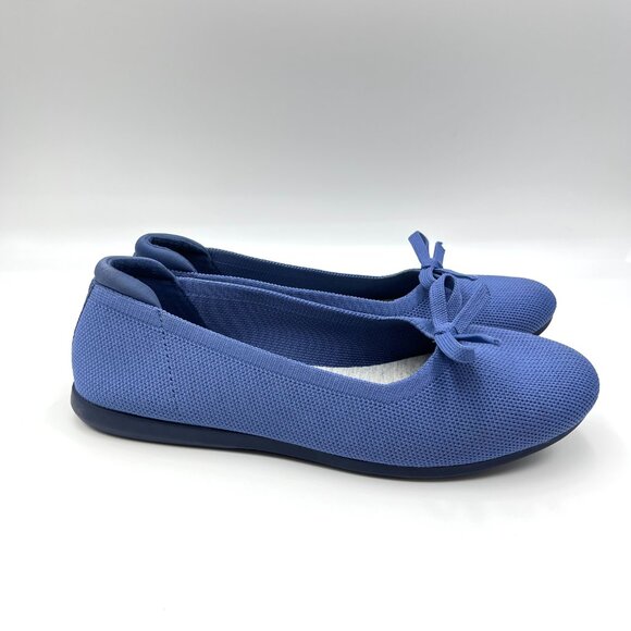 Clarks Womens Size 10 10M Blue Knit Slip On Ballet Flats Comfort Shoes - Picture 1 of 13